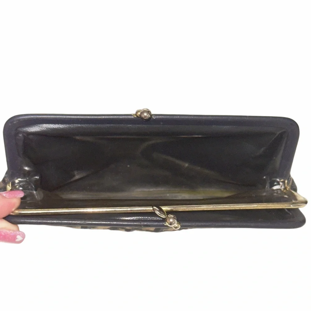 Vintage Dior Navy Trotter Kisslock Wallet Pouch
